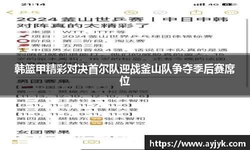韩篮甲精彩对决首尔队迎战釜山队争夺季后赛席位